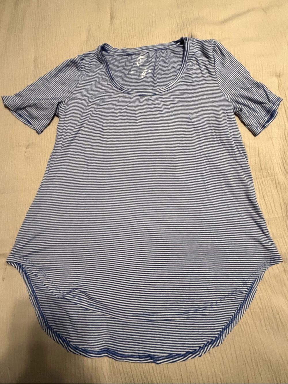 Maurices Blue and White Striped Scoop Neck Tee